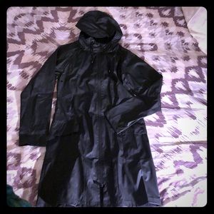 Rains black sleak waterproof trench raincoat Small